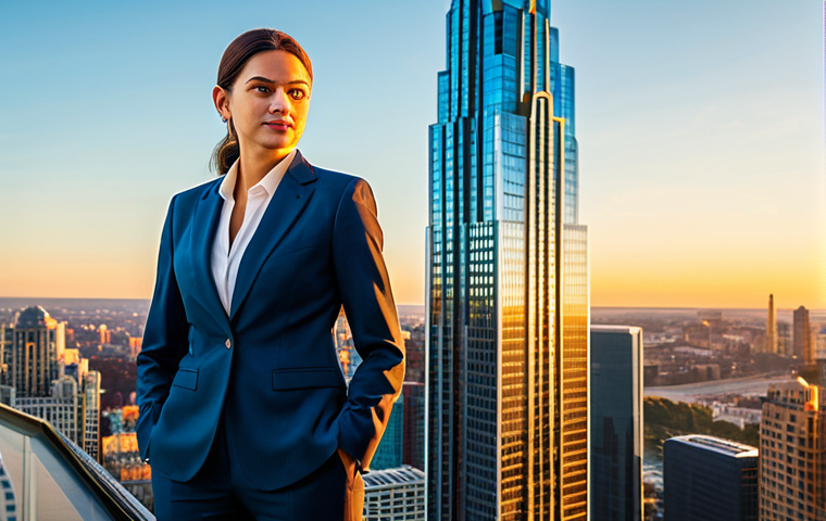 **

"A professional architect in a modern, fully-clothed business suit stands confidently in front of a stunning glass skyscraper she designed. The background features a vibrant cityscape during the golden hour. Appropriate attire, safe for work, perfect anatomy, natural proportions, high-resolution photography, professional lighting, modest."

**