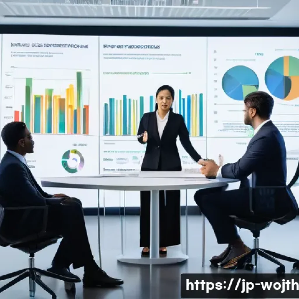 가치중심 기술 선택 후 성과 측정 - **Prompt:** A diverse group of business leaders and technology experts (male and female, various eth...