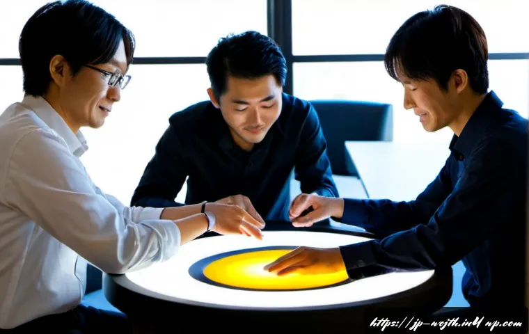 가치중심 기술 선택의 피드백 루프 - Photorealistic Japanese technology workshop, a diverse team of engineers and community representativ...