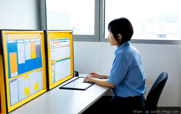 가치중심 기술과 자동화의 역할 - Photorealistic modern Japanese workplace, a thoughtful middle-aged professional and a collaborative ...