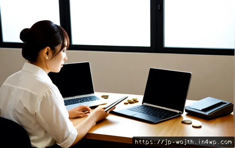 가치중심 기술 선택의 경제적 측면 - Photorealistic modern Japanese small-business office, a thoughtful middle-aged entrepreneur comparin...